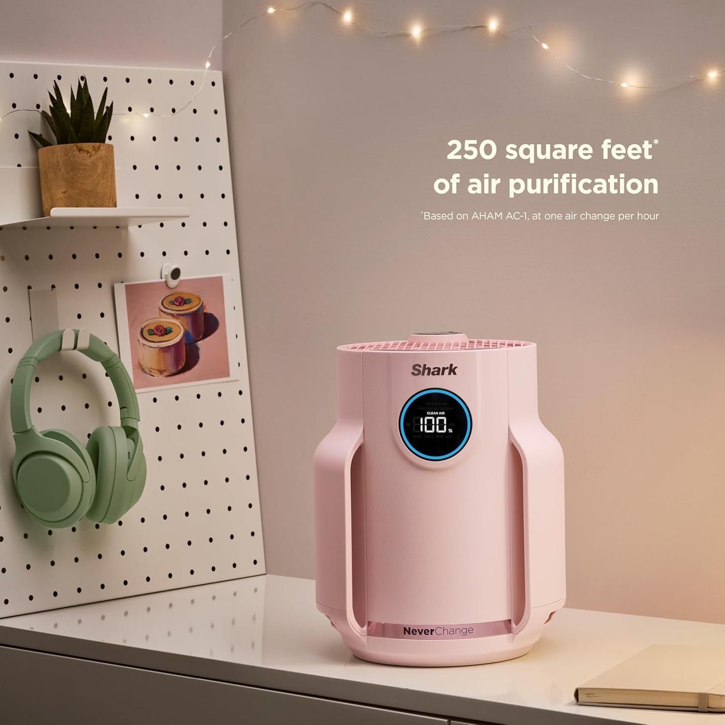 Home purifier with NeverChange HEPA air filter for multi-room powerful purification, filters smoke and captures 99.98% of particles and dust