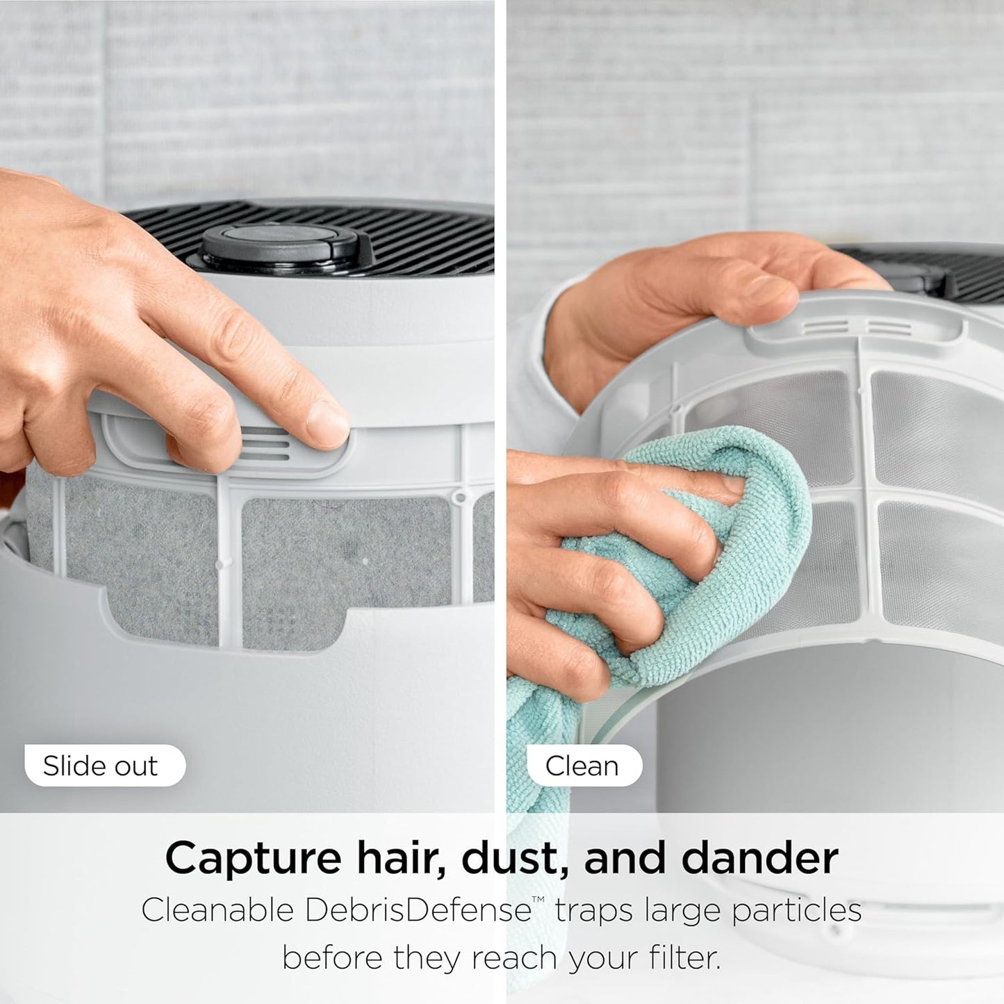 Home purifier with NeverChange HEPA air filter for multi-room powerful purification, filters smoke and captures 99.98% of particles and dust