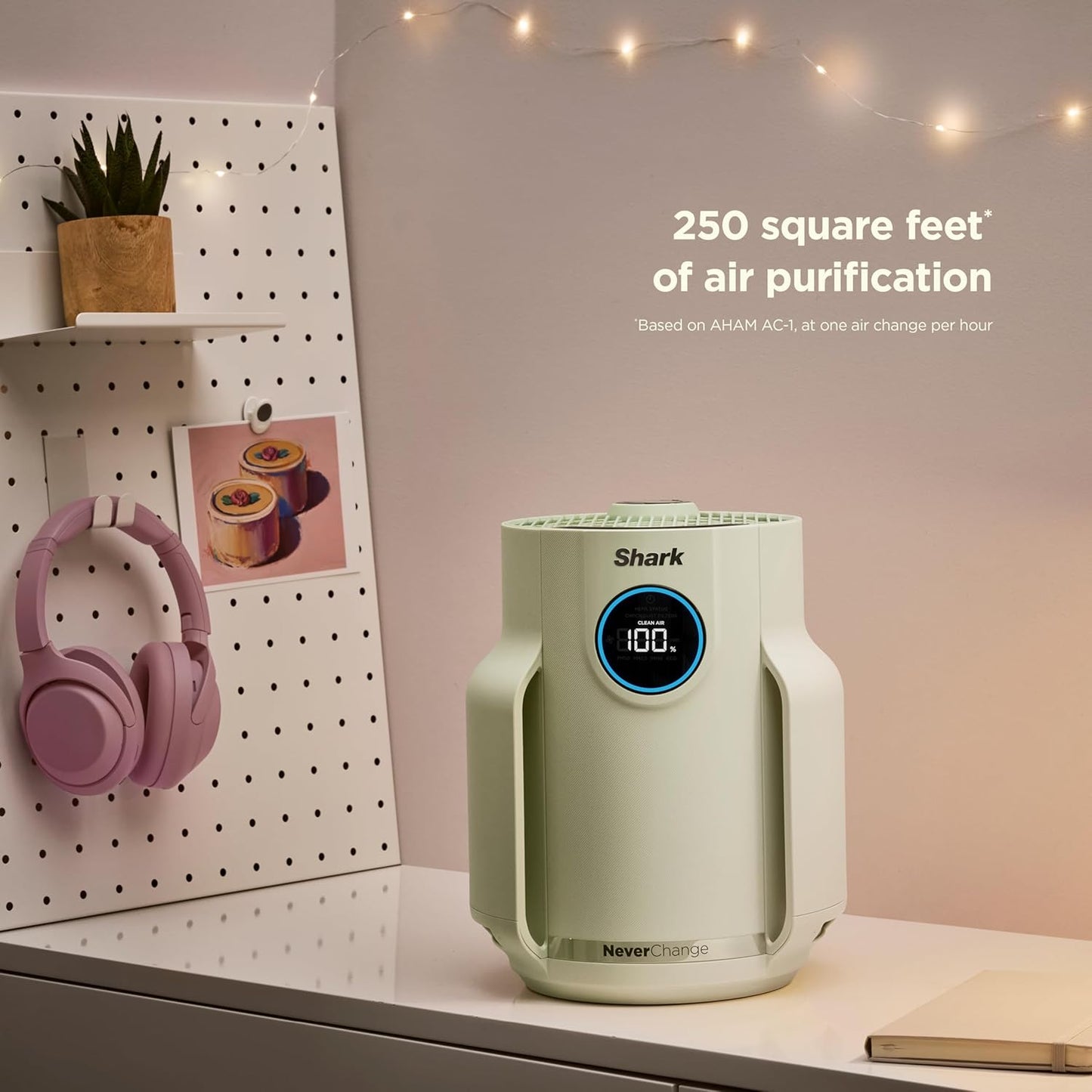 Home purifier with NeverChange HEPA air filter for multi-room powerful purification, filters smoke and captures 99.98% of particles and dust