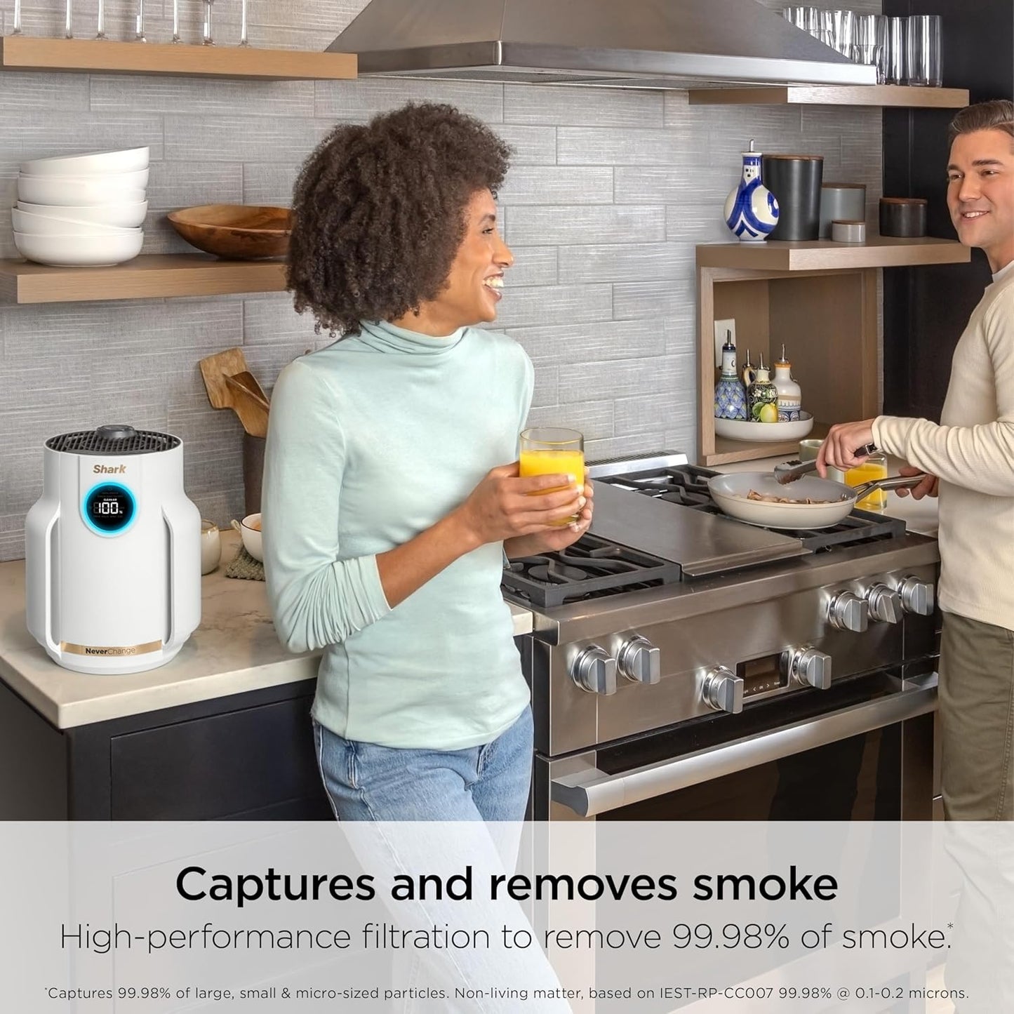 Home purifier with NeverChange HEPA air filter for multi-room powerful purification, filters smoke and captures 99.98% of particles and dust