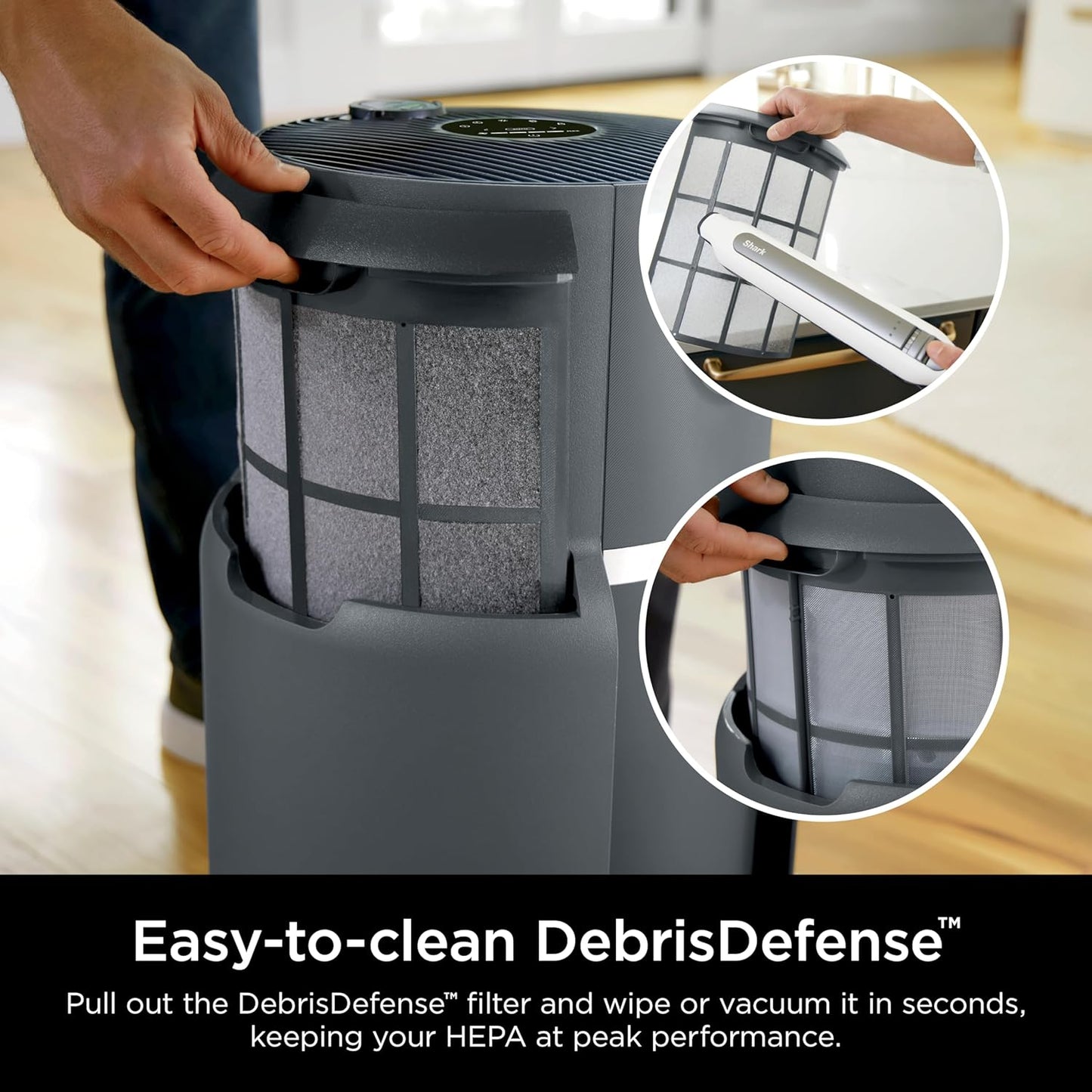 Home purifier with NeverChange HEPA air filter for multi-room powerful purification, filters smoke and captures 99.98% of particles and dust