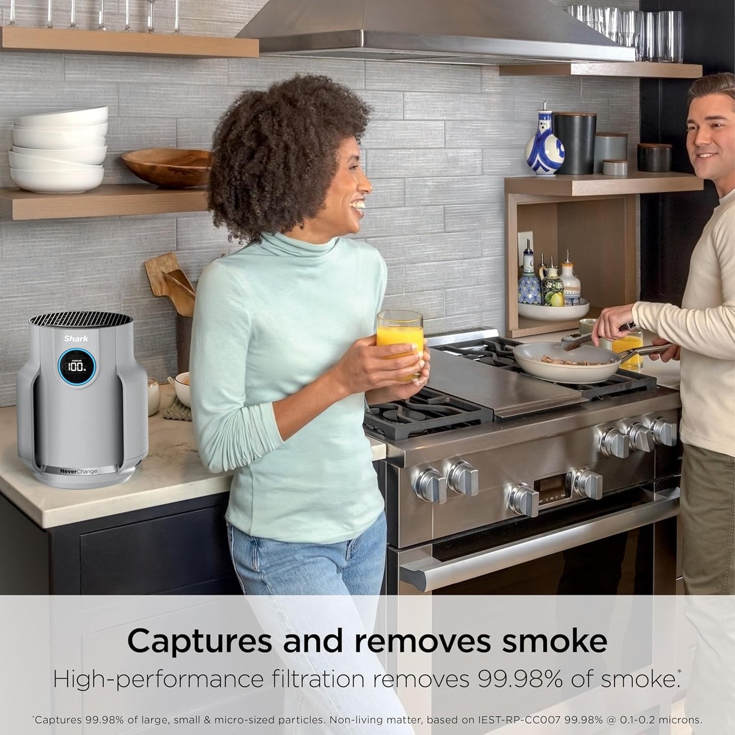 Home purifier with NeverChange HEPA air filter for multi-room powerful purification, filters smoke and captures 99.98% of particles and dust